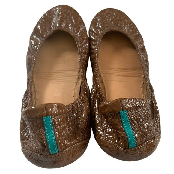 Tieks Sienna Brown Croc Shoes, Foldable Ballet Flats, size 9 - Picture 3 of 10